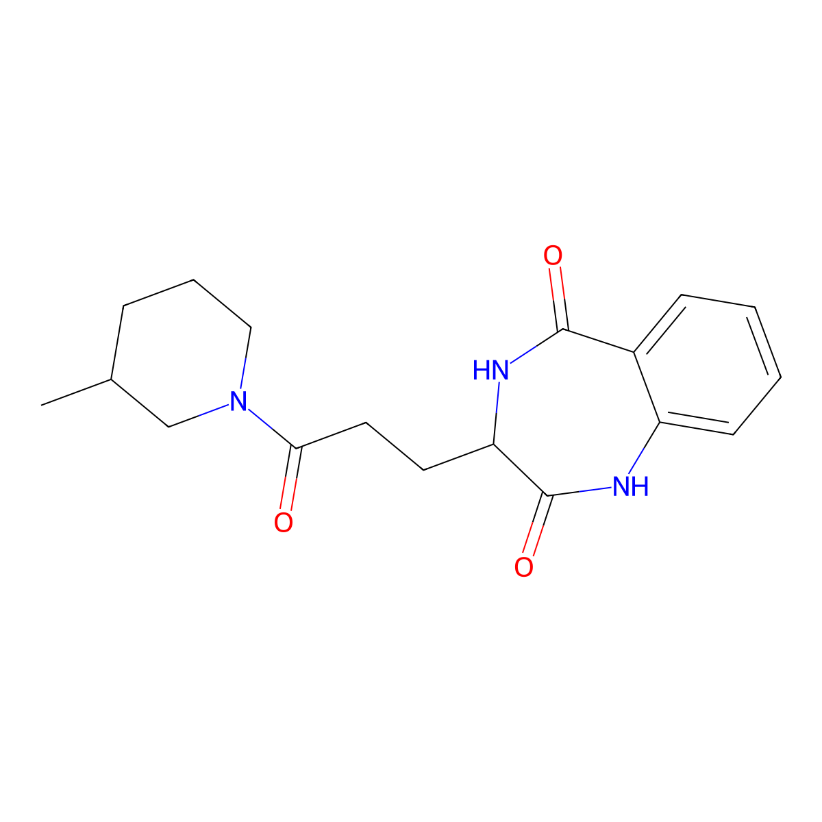 3-(3-(3-methylpiperidin-1-yl)-3-oxopropyl)-3,4-dihydro-1H-benzo[e][1,4]diazepine-2,5-dione molecular structure, CAS 1192279-84-7