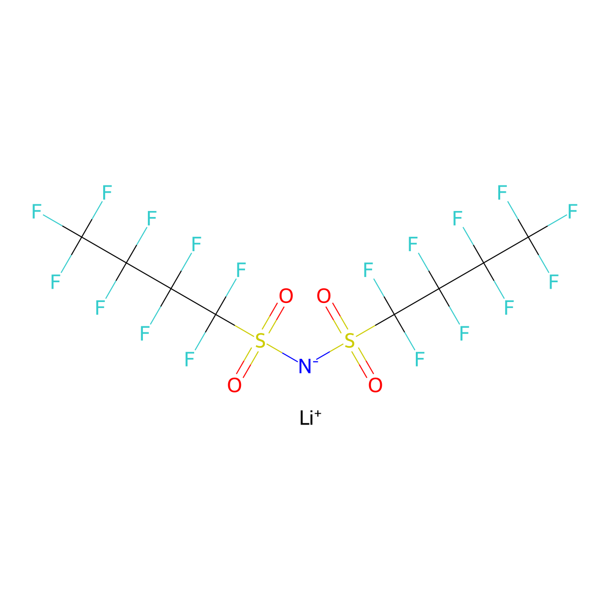 Lithium Bis(1,1,2,2,3,3,4,4,4-nonafluoro-1-butanesulfonyl)imide molecular structure, CAS 119229-99-1