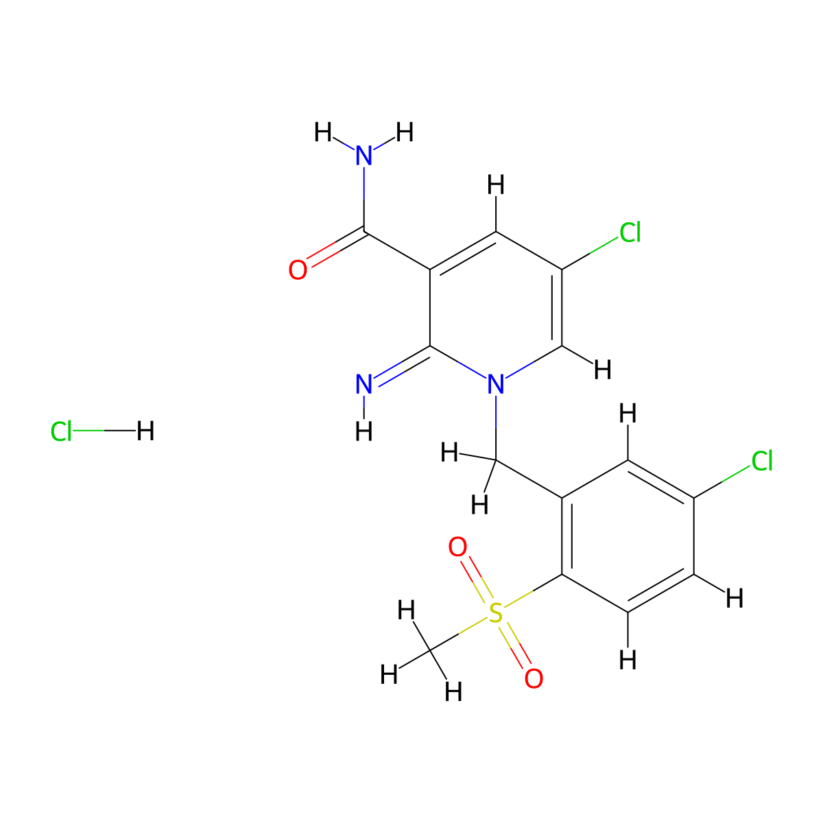 5-Chloro-1-(5-chloro-2-(methylsulfonyl)benzyl)-2-imino-1,2-dihydropyridine-3-carboxamide hydrochloride molecular structure, CAS 1192347-42-4