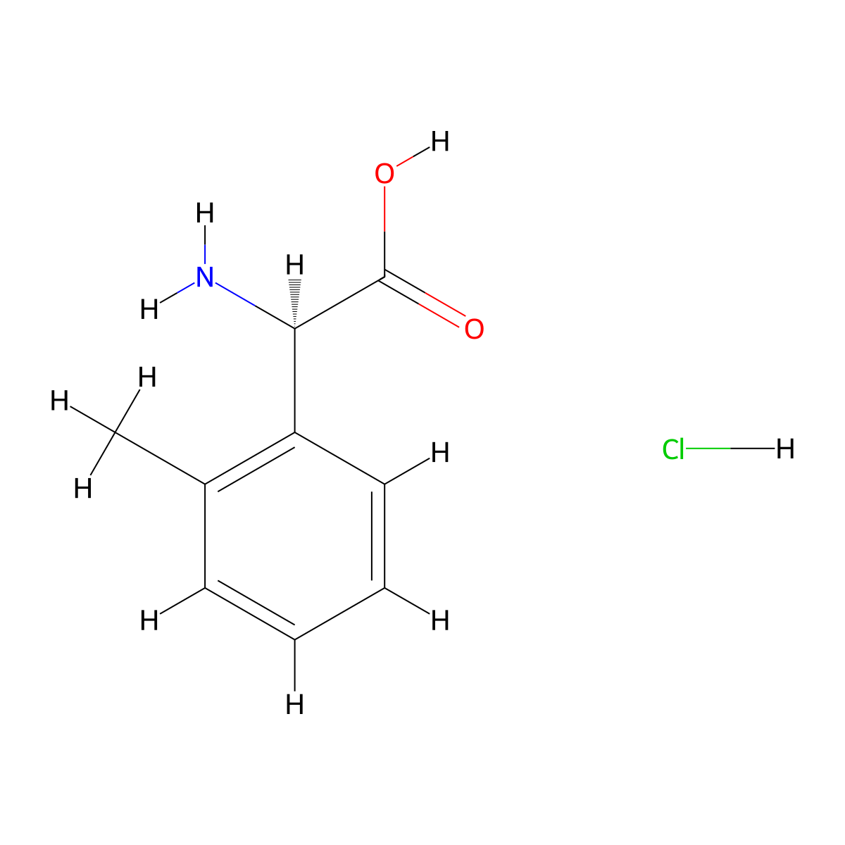 (R)-2-Amino-2-(o-tolyl)acetic acid hydrochloride molecular structure, CAS 1192350-45-0