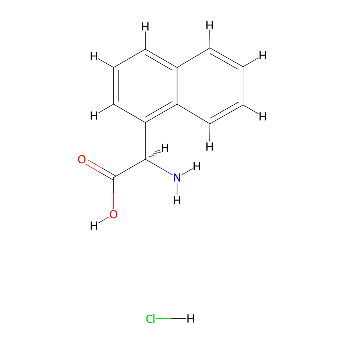 (R)-2-Amino-2-(naphthalen-1-yl)acetic acid hydrochloride molecular structure, CAS 1192350-47-2