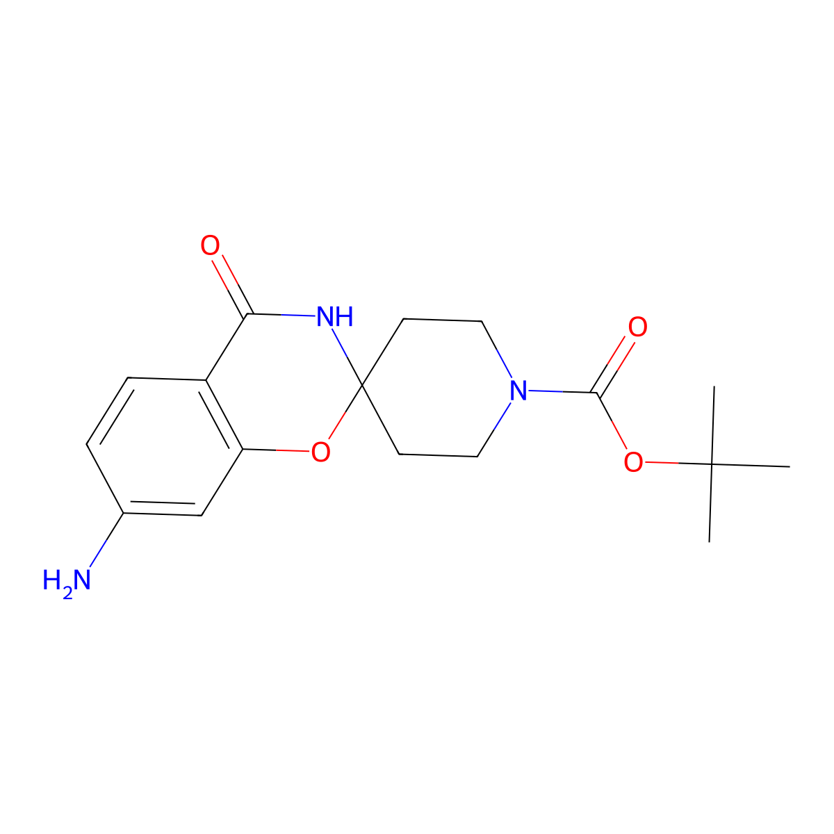 tert-Butyl 7-amino-4-oxo-3,4-dihydrospiro[benzo[e][1,3]oxazine-2,4'-piperidine]-1'-carboxylate molecular structure, CAS 1192355-14-8