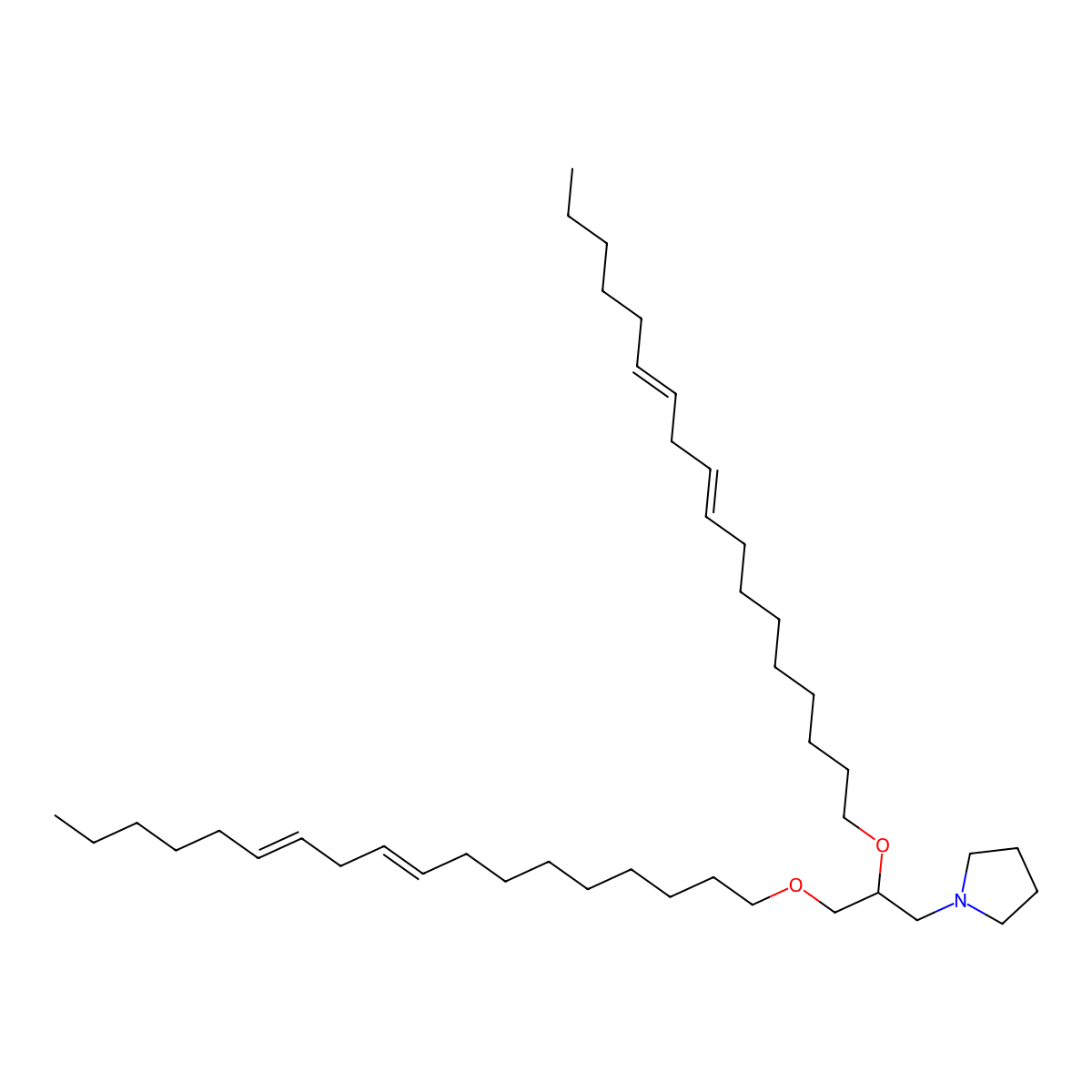 1-(2,3-bis((9Z,12Z)-octadeca-9,12-dienyloxy)propyl)pyrrolidine molecular structure, CAS 1192362-77-8