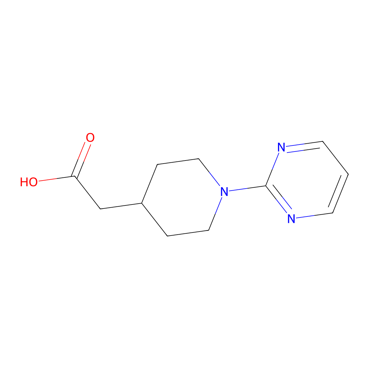 (1-Pyrimidin-2-yl-piperidin-4-yl)-acetic acid molecular structure, CAS 1192471-90-1