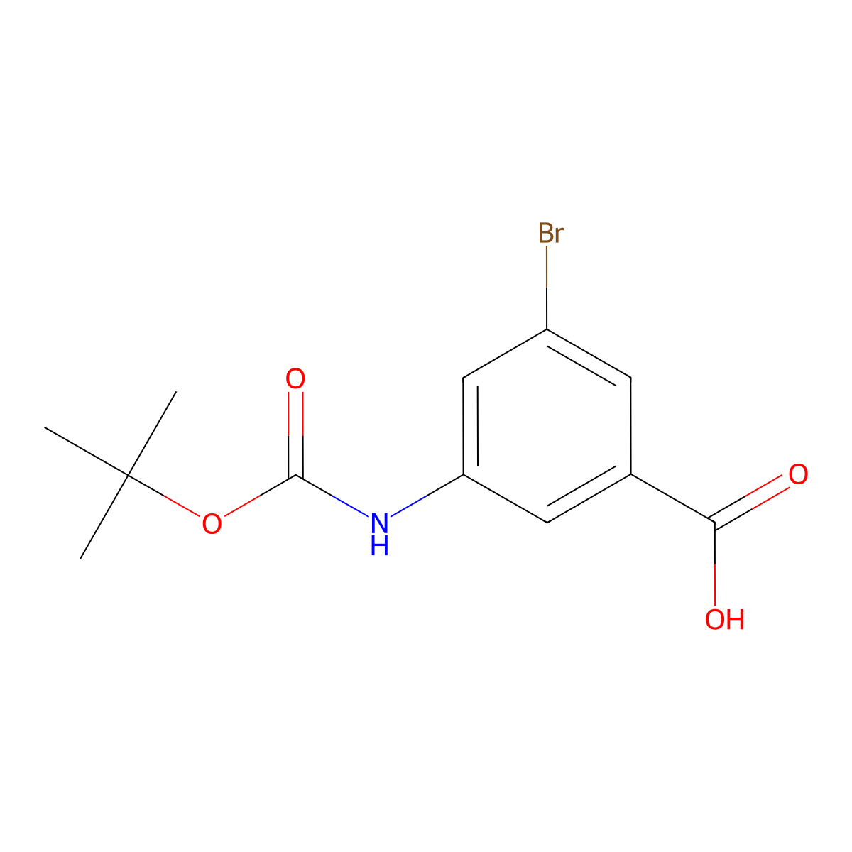 3-Bromo-5-((tert-butoxycarbonyl)amino)benzoic acid molecular structure, CAS 1192474-20-6