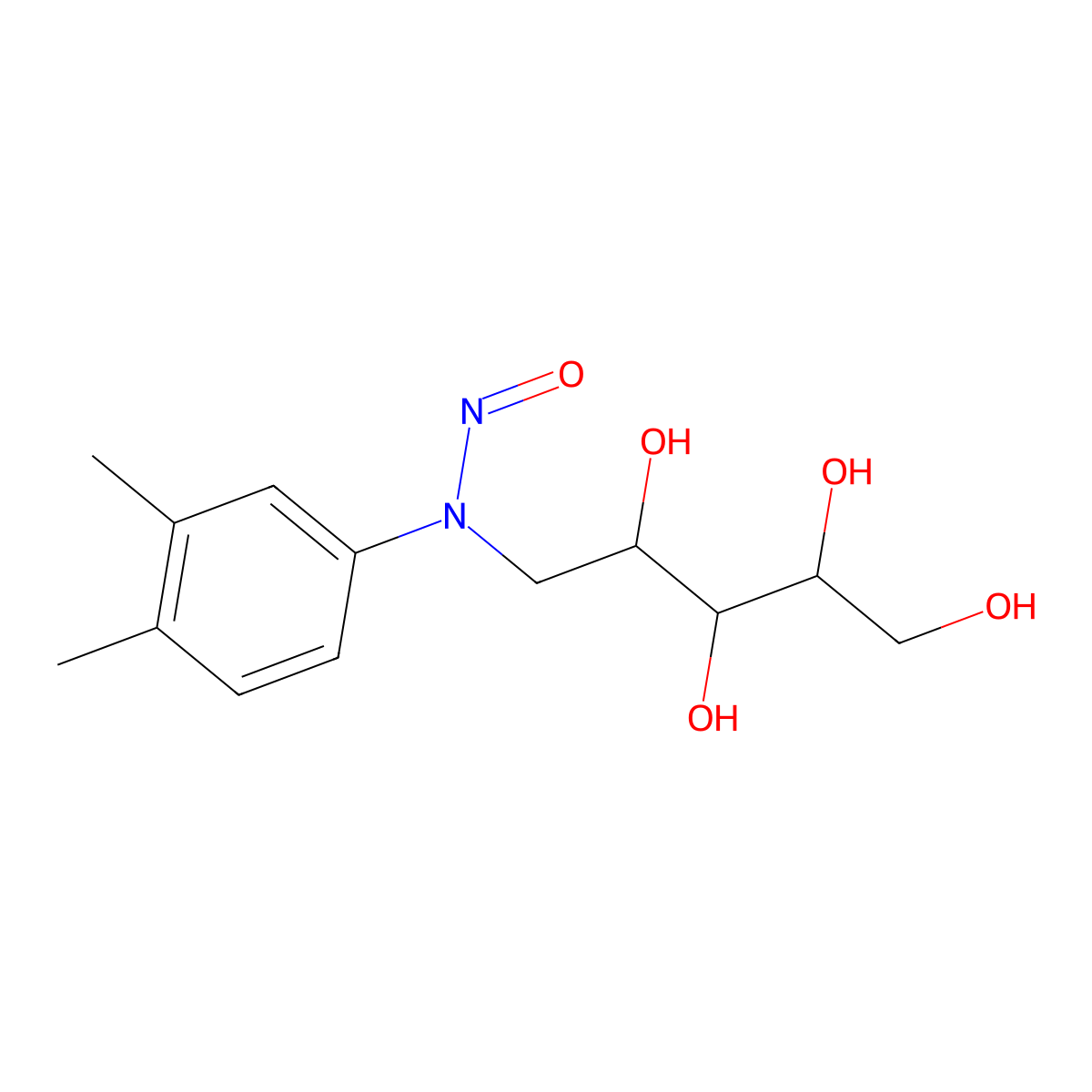 N-(3,4-dimethylphenyl)-N-(2,3,4,5-tetrahydroxypentyl)nitrous amide molecular structure, CAS 1192476-76-8