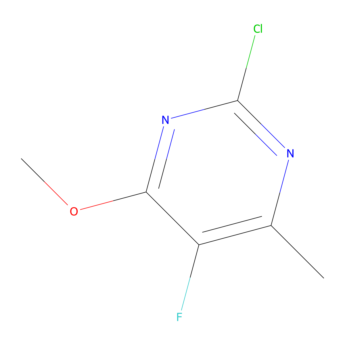 2-Chloro-5-fluoro-4-methoxy-6-methylpyrimidine molecular structure, CAS 1192479-35-8