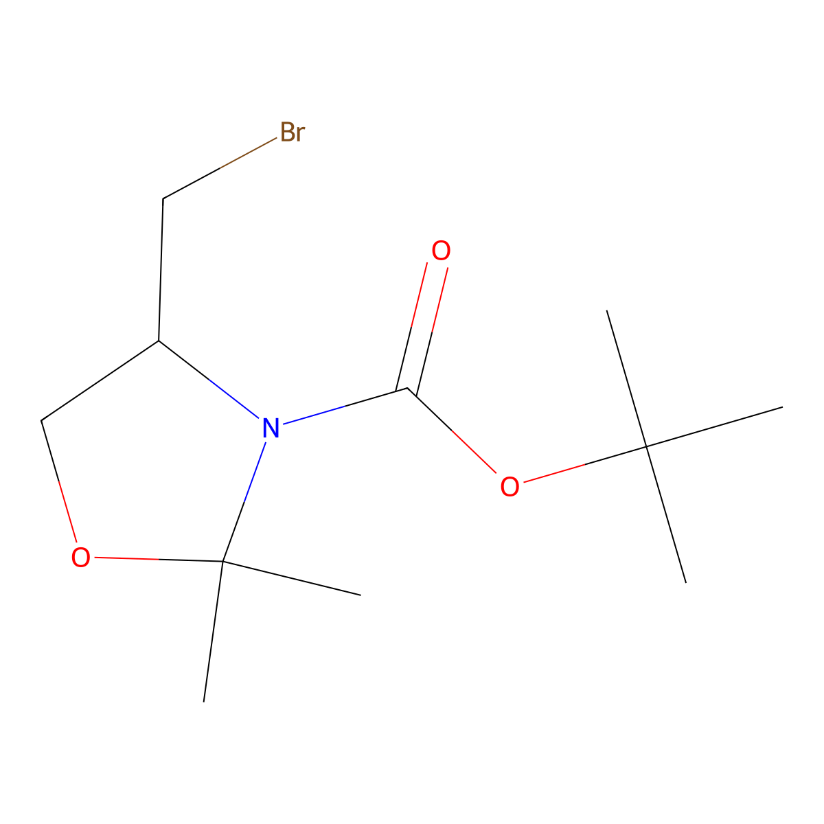 Tert-butyl 4-(bromomethyl)-2,2-dimethyl-1,3-oxazolidine-3-carboxylate molecular structure, CAS 1192488-15-5