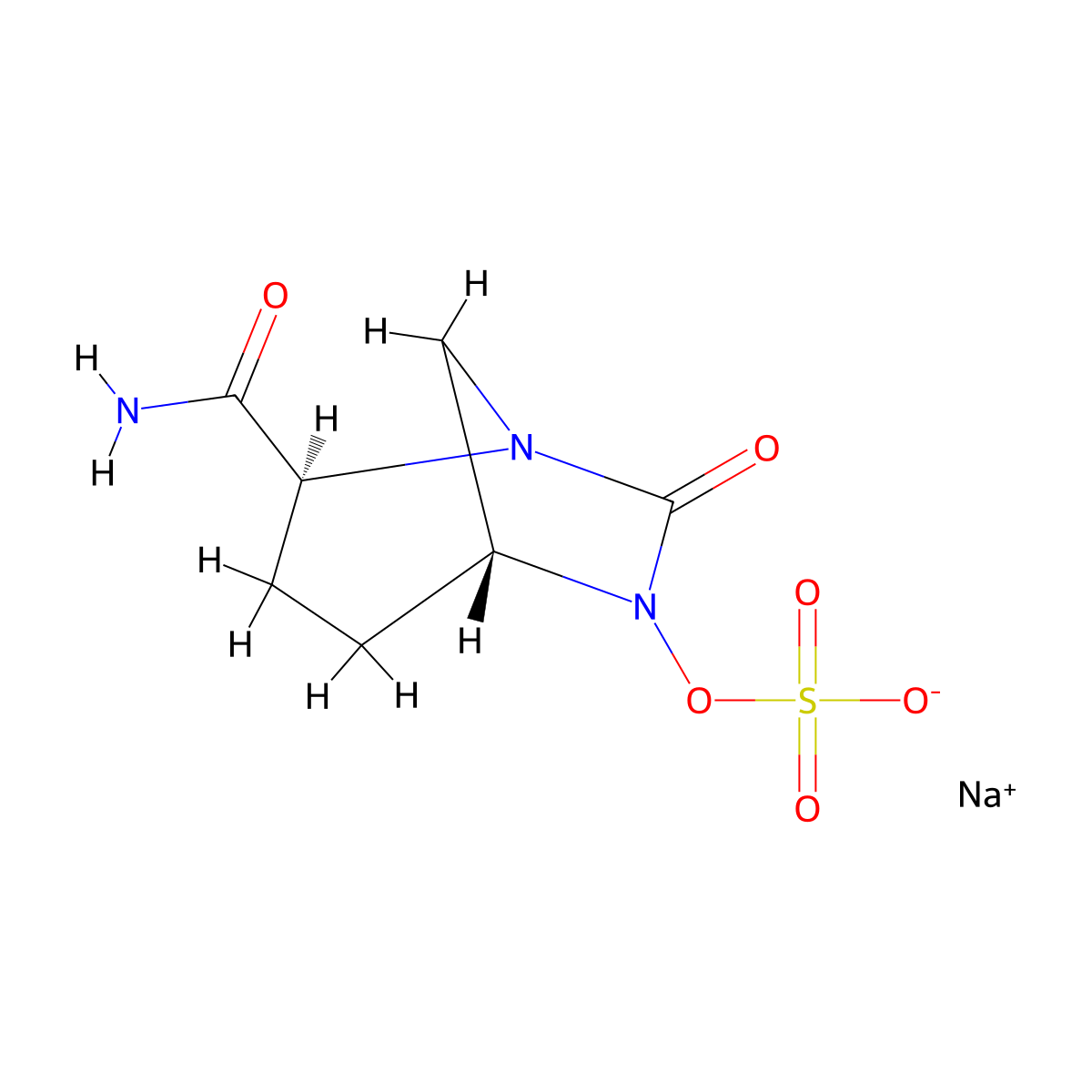 sodium [(2S,5R)-2-carbamoyl-7-oxo-1,6-diazabicyclo[3.2.1]octan-6-yl] sulfate molecular structure, CAS 1192491-61-4