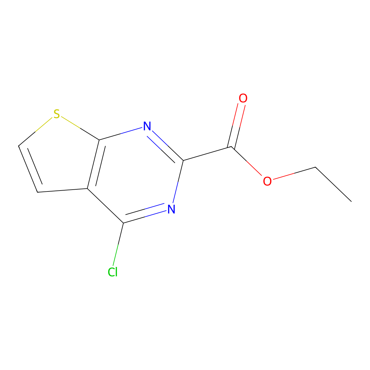 Ethyl 4-chlorothieno[2,3-d]pyrimidine-2-carboxylate molecular structure, CAS 1192540-11-6