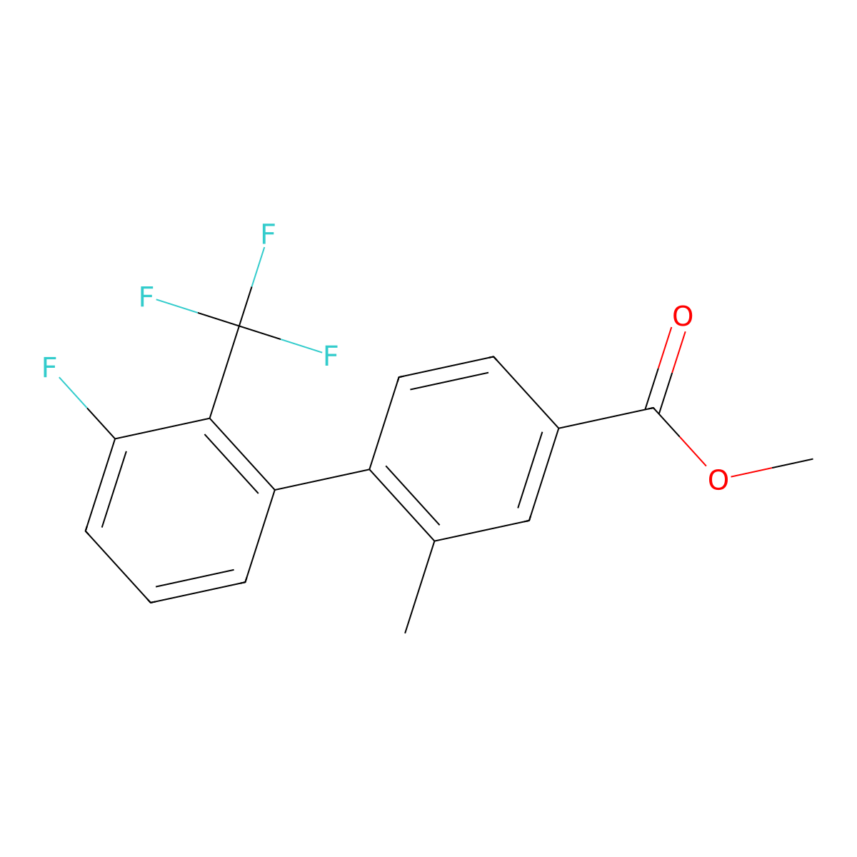 Methyl 3'-fluoro-2-methyl-2'-(trifluoromethyl)biphenyl-4-carboxylate molecular structure, CAS 1192547-79-7