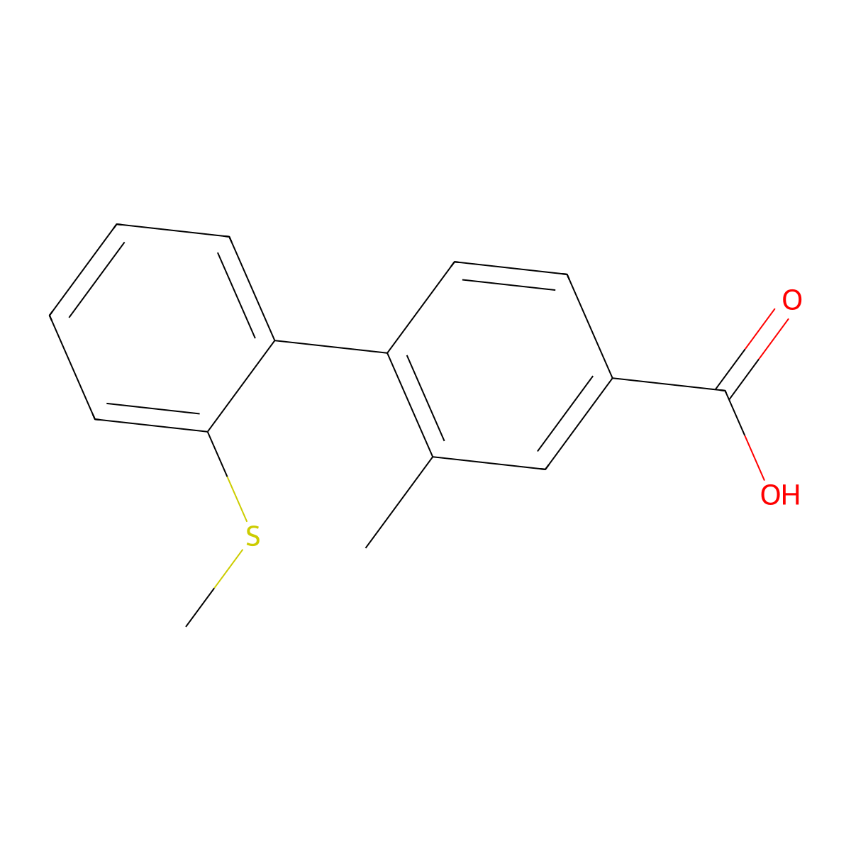 2-Methyl-2'-(methylthio)-[1,1'-biphenyl]-4-carboxylic acid molecular structure, CAS 1192547-93-5