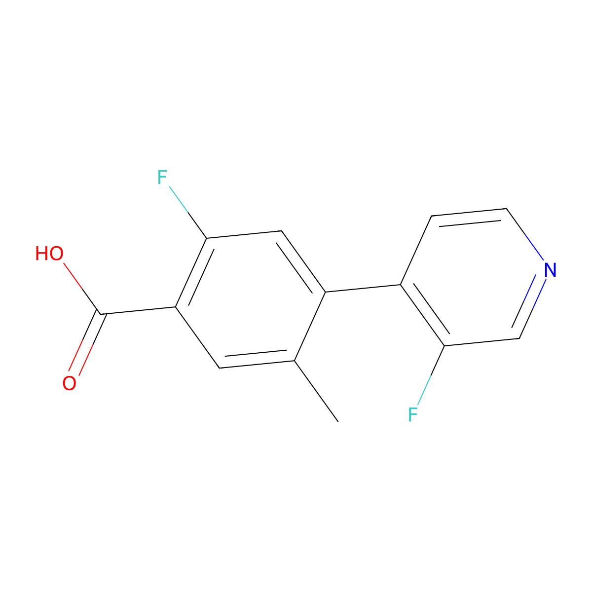 2-Fluoro-4-(3-fluoro-4-pyridinyl)-5-methylbenzoic acid molecular structure, CAS 1192548-16-5