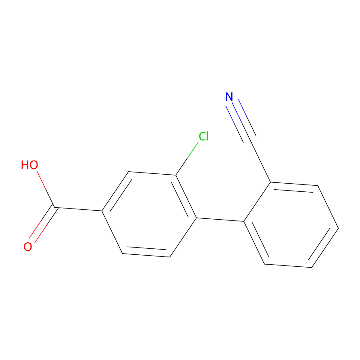 2-Chloro-2'-cyano[1,1'-biphenyl]-4-carboxylic acid molecular structure, CAS 1192548-51-8