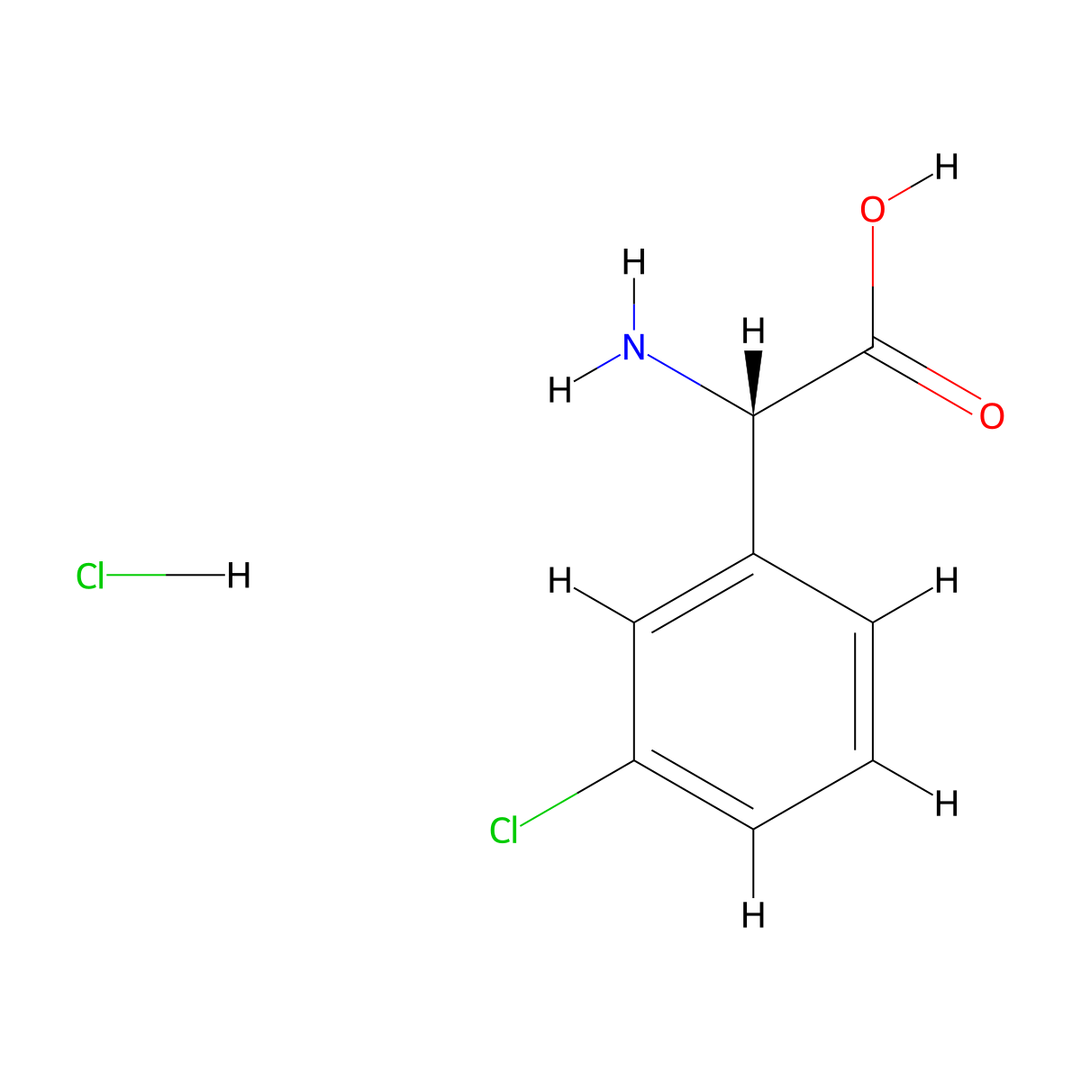 (S)-2-Amino-2-(3-chlorophenyl)acetic acid hydrochloride molecular structure, CAS 1192552-02-5