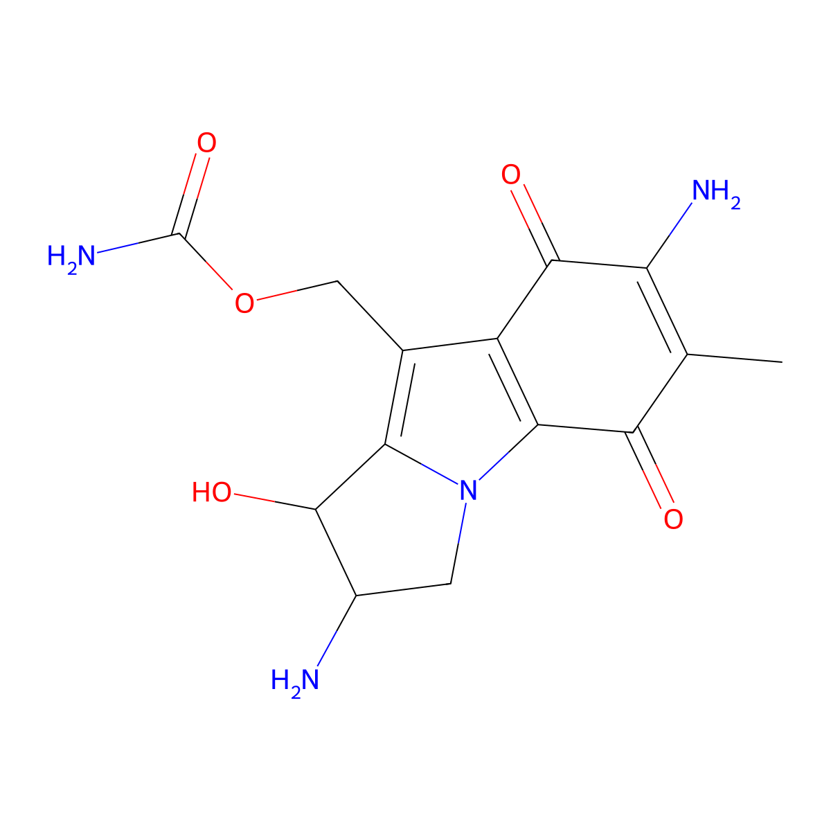 (2S)-2,7-Diamino-9-[[(aminocarbonyl)oxy]methyl]-2,3-dihydro-1-hydroxy-6-methyl-1H-pyrrolo[1,2-a]indole-5,8-dione molecular structure, CAS 1192552-64-9