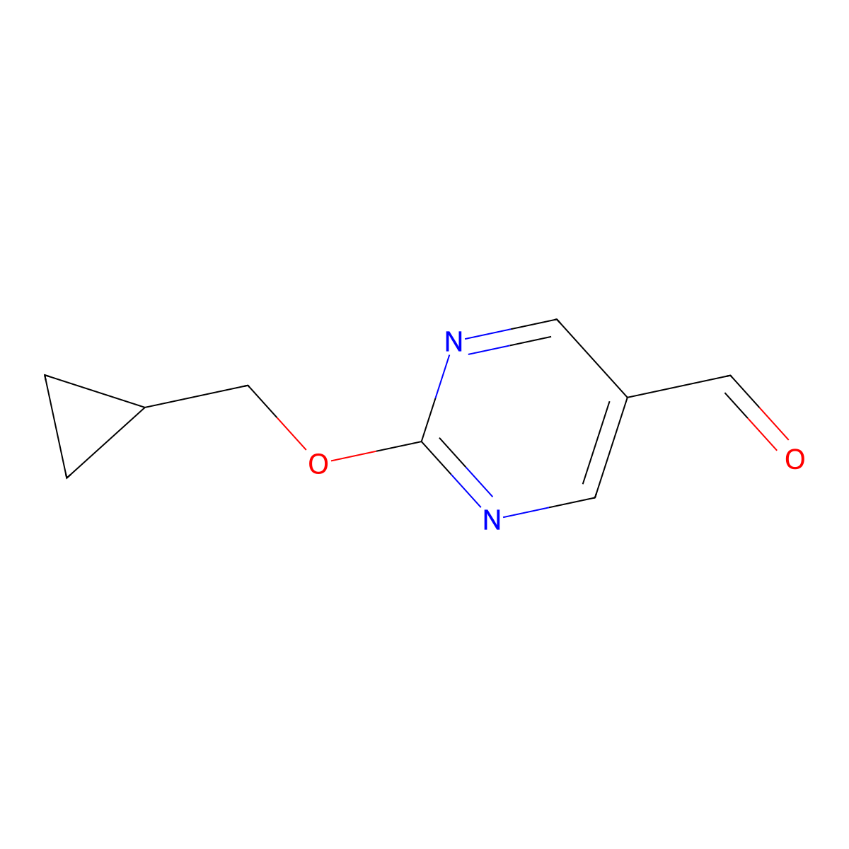 2-(Cyclopropylmethoxy)pyrimidine-5-carbaldehyde molecular structure, CAS 1192569-90-6