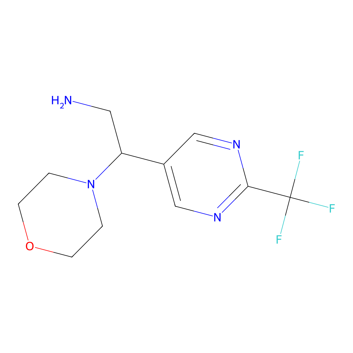 2-Morpholino-2-(2-(trifluoromethyl)pyrimidin-5-yl)ethanamine molecular structure, CAS 1192570-20-9