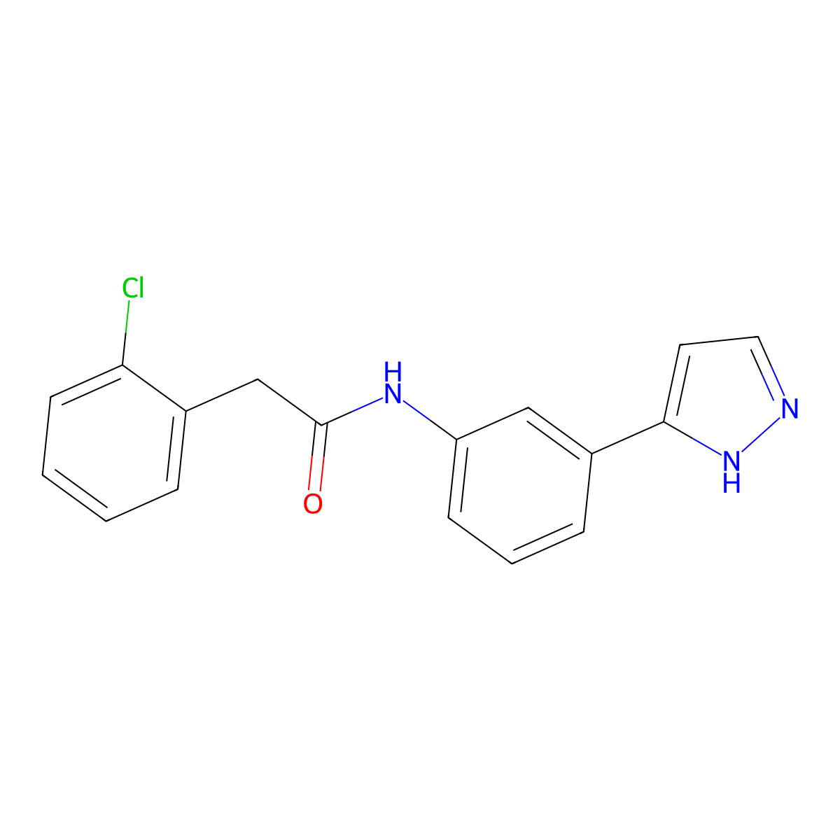 2-(2-chlorophenyl)-N-[3-(1H-pyrazol-3-yl)phenyl]acetamide molecular structure, CAS 1192579-58-0