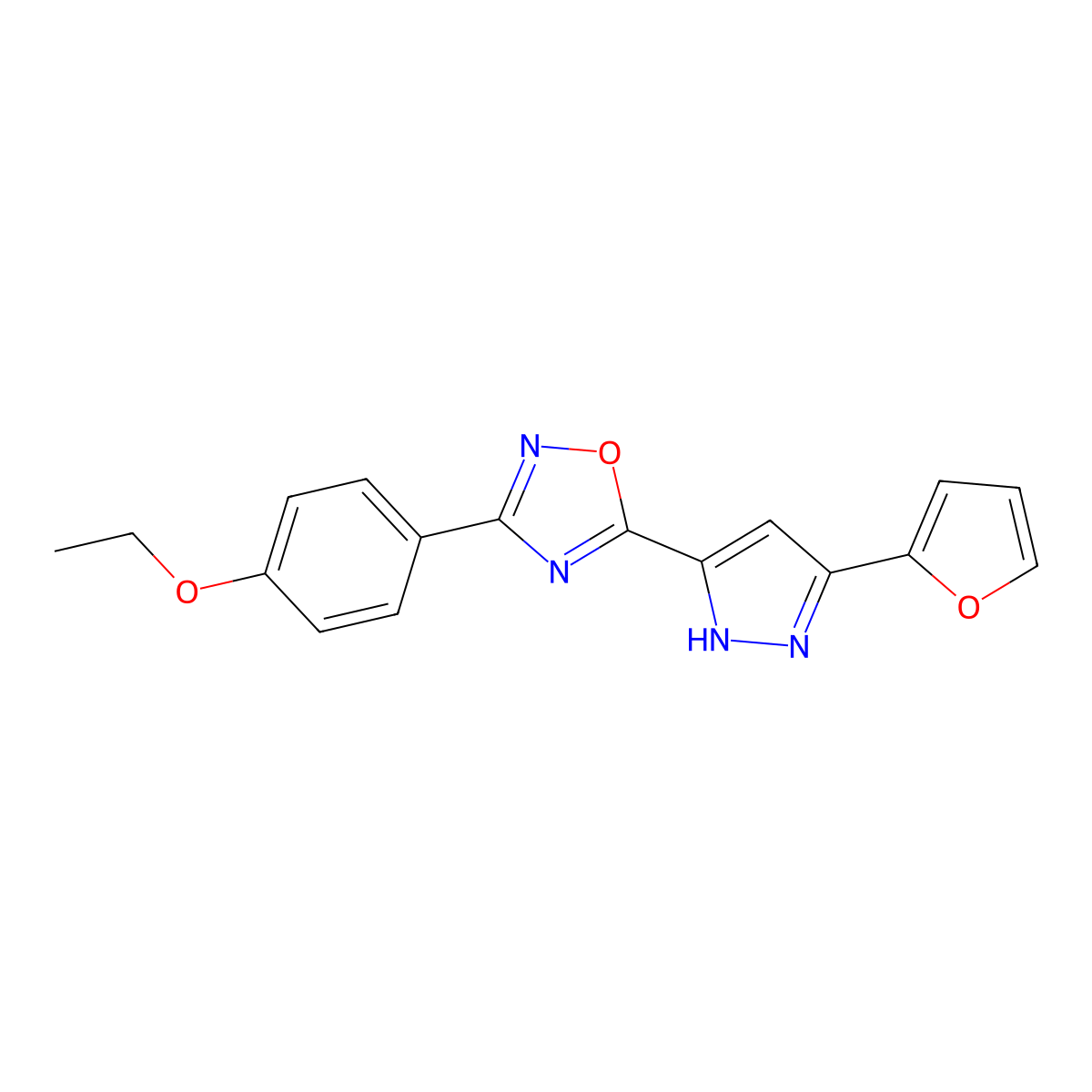 3-(4-ethoxyphenyl)-5-[3-(furan-2-yl)-1H-pyrazol-5-yl]-1,2,4-oxadiazole molecular structure, CAS 1192580-52-1