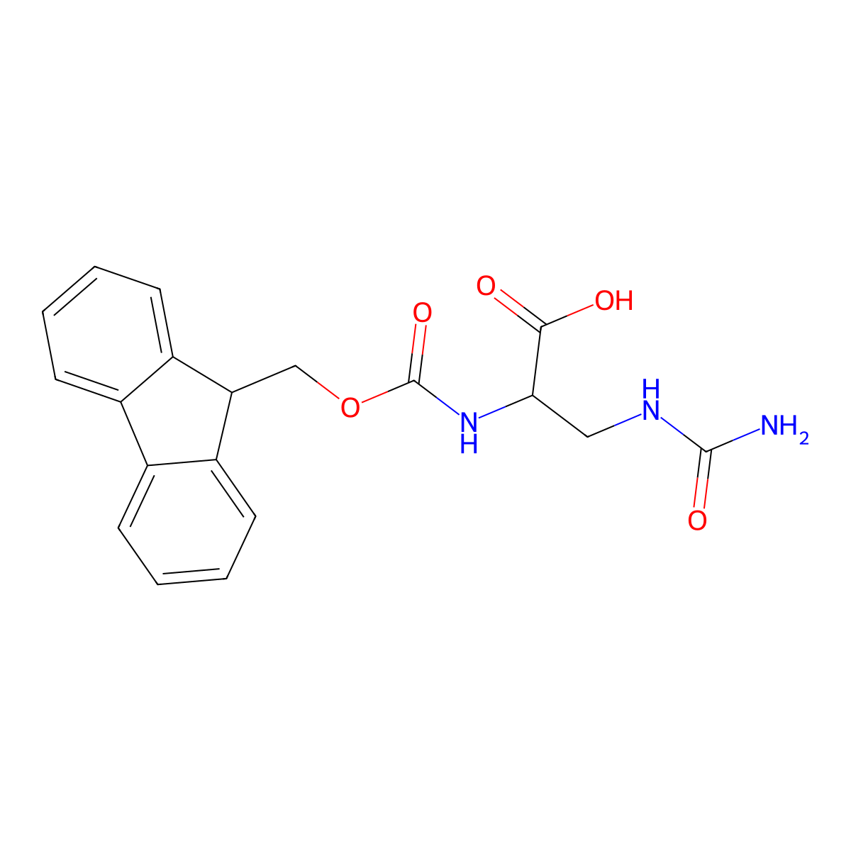 (2S)-3-(carbamoylamino)-2-((((9H-fluoren-9-yl)methoxy)carbonyl)amino)propanoic acid molecular structure, CAS 1192601-91-4