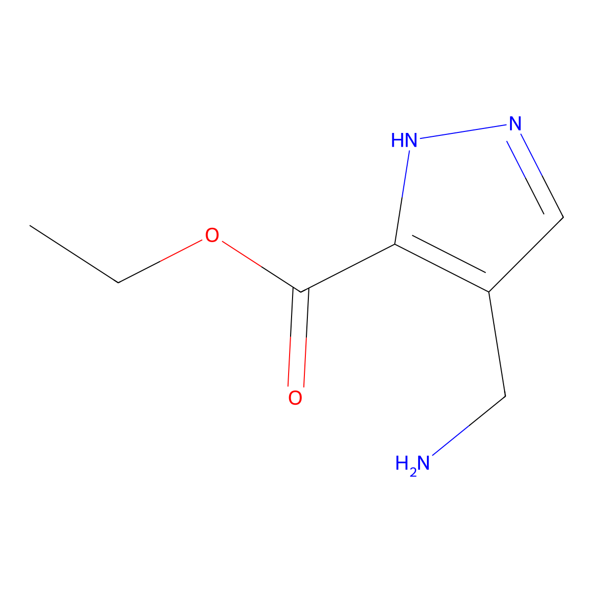ethyl 4-(aminomethyl)-1H-pyrazole-5-carboxylate molecular structure, CAS 1192619-79-6