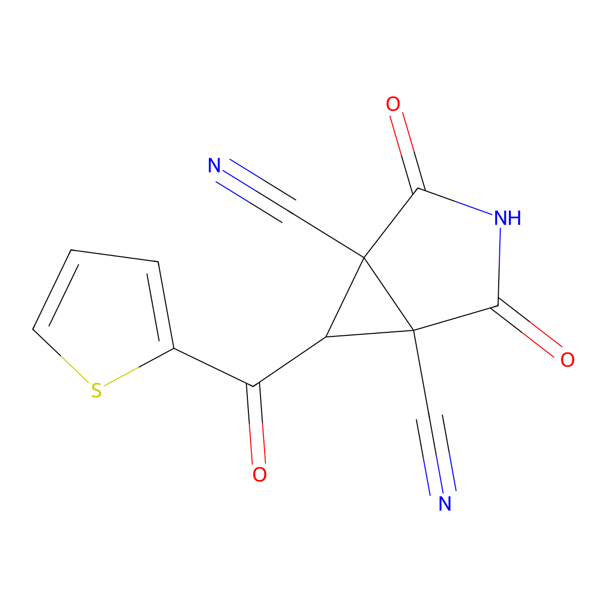 2,4-Dioxo-6-(2-thienylcarbonyl)-3-azabicyclo[3.1.0]hexane-1,5-dicarbonitrile molecular structure, CAS 1192656-21-5