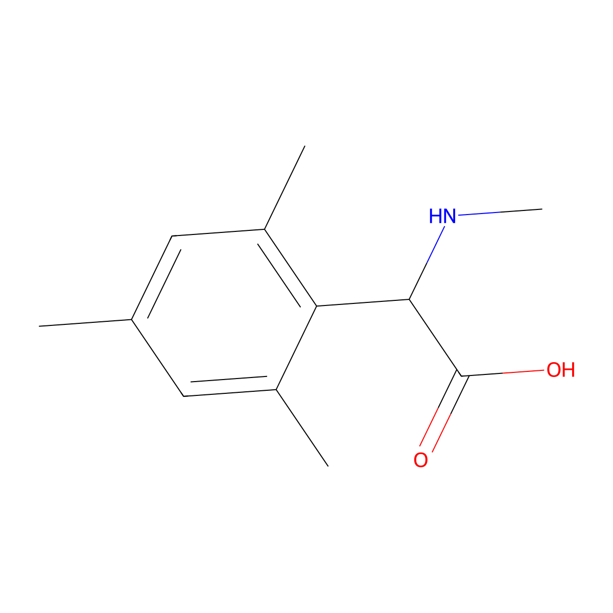 2-Mesityl-2-(methylamino)acetic acid molecular structure, CAS 1192660-47-1