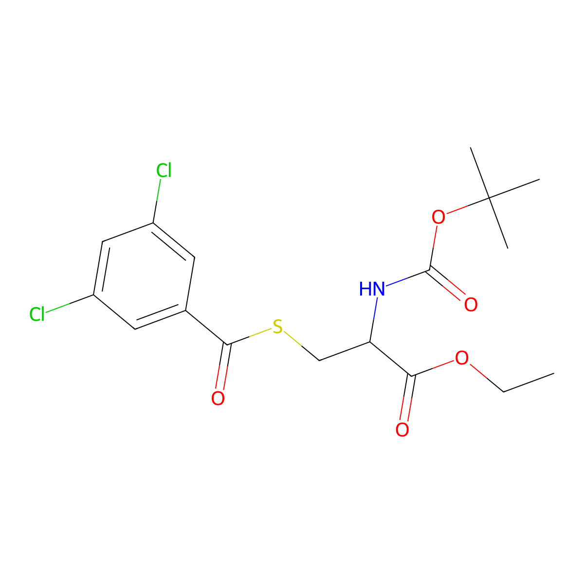Ethyl 2-[(tert-butoxycarbonyl)amino]-3-[(3,5-dichlorobenzoyl)sulfanyl]propanoate molecular structure, CAS 1192667-96-1