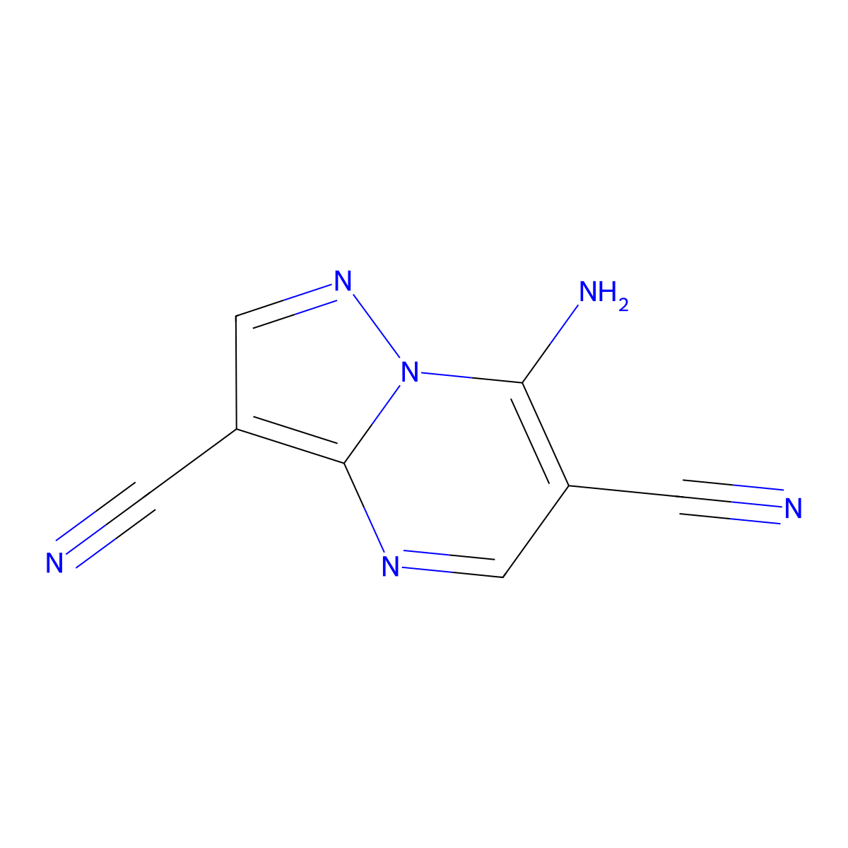7-Aminopyrazolo[1,5-a]pyrimidine-3,6-dicarbonitrile molecular structure, CAS 119270-27-8