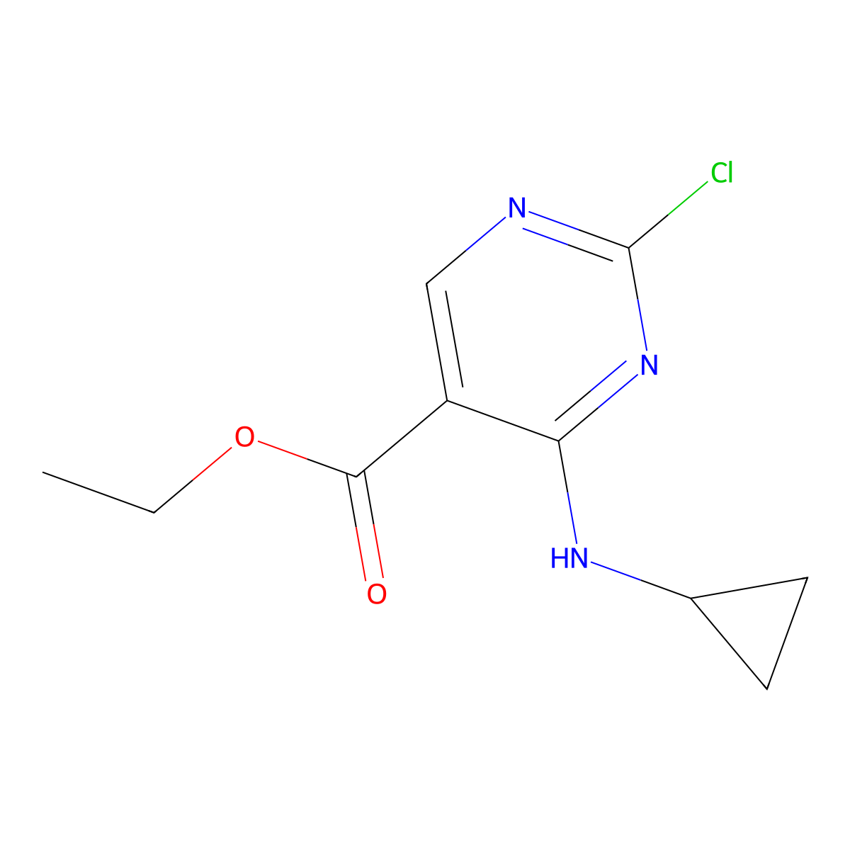 Ethyl 2-chloro-4-(cyclopropylamino)pyrimidine-5-carboxylate molecular structure, CAS 1192711-36-6