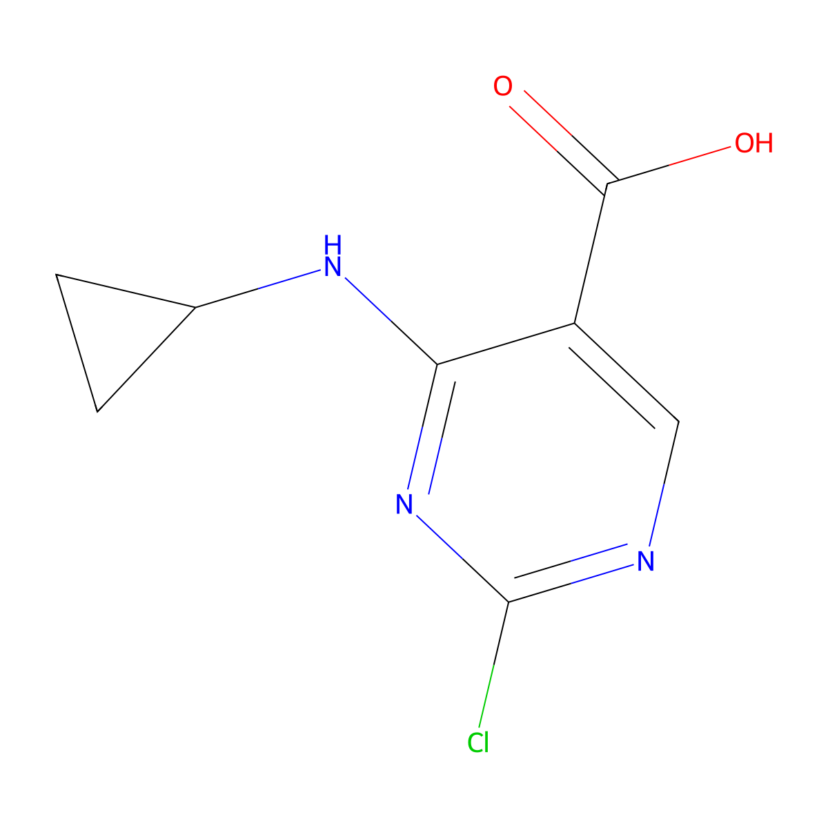 2-Chloro-4-(cyclopropylamino)pyrimidine-5-carboxylic acid molecular structure, CAS 1192711-37-7
