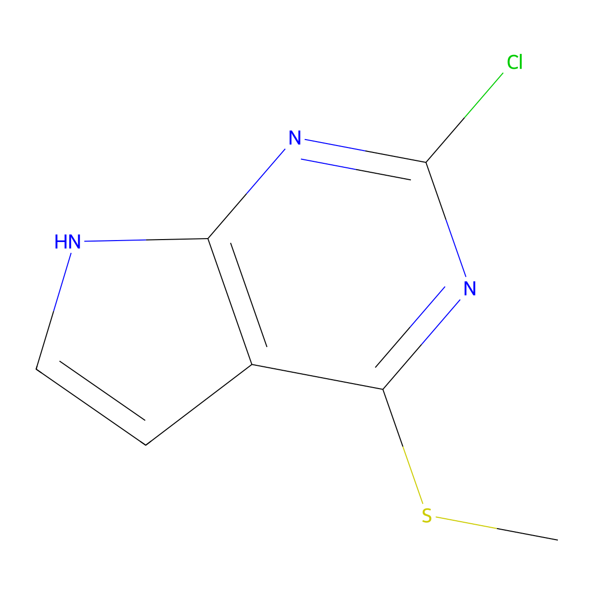 2-chloro-4-(methylthio)-7H-pyrrolo[2,3-d]pyrimidine molecular structure, CAS 1192711-79-7