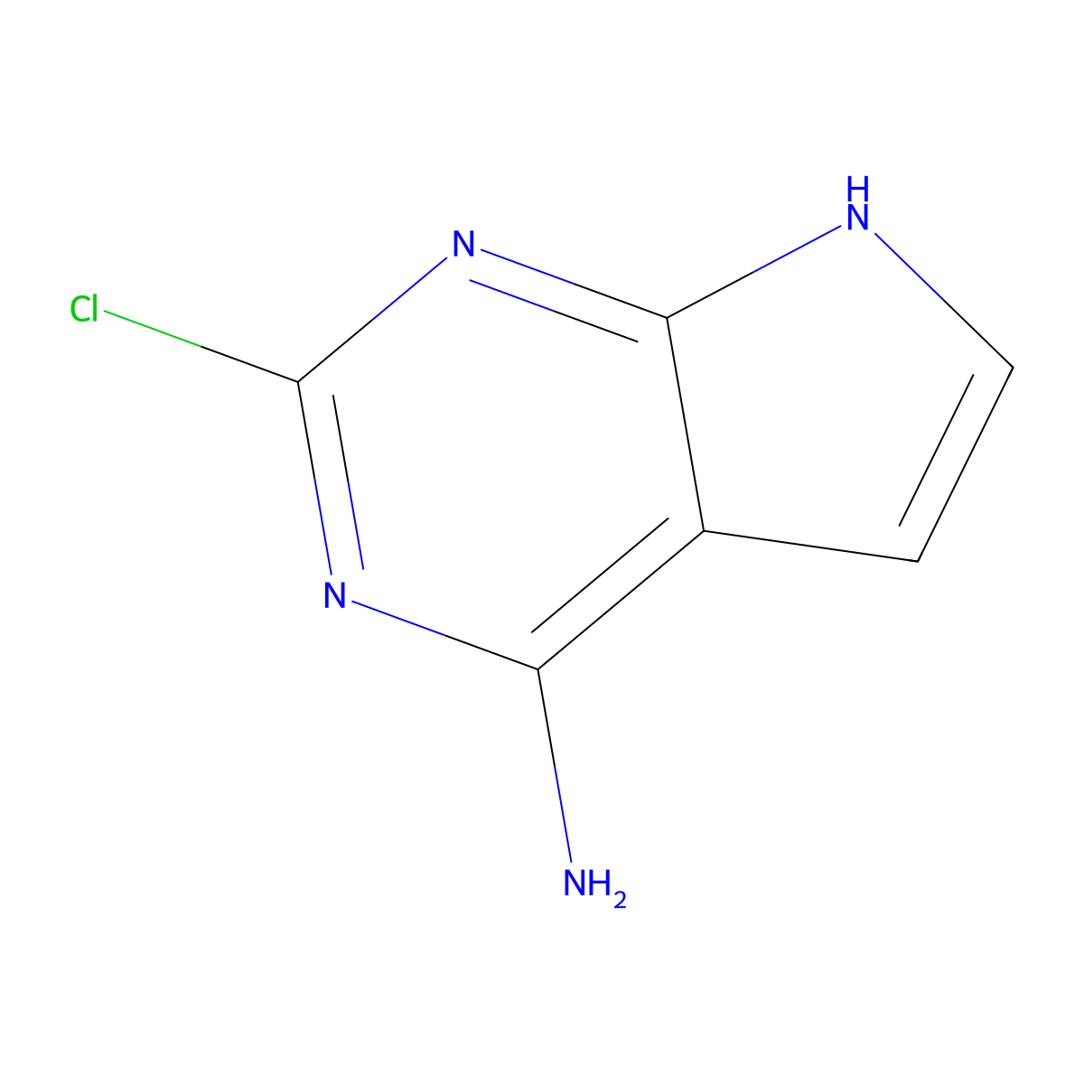 2-Chloro-7H-pyrrolo[2,3-d]pyrimidin-4-amine molecular structure, CAS 1192711-88-8
