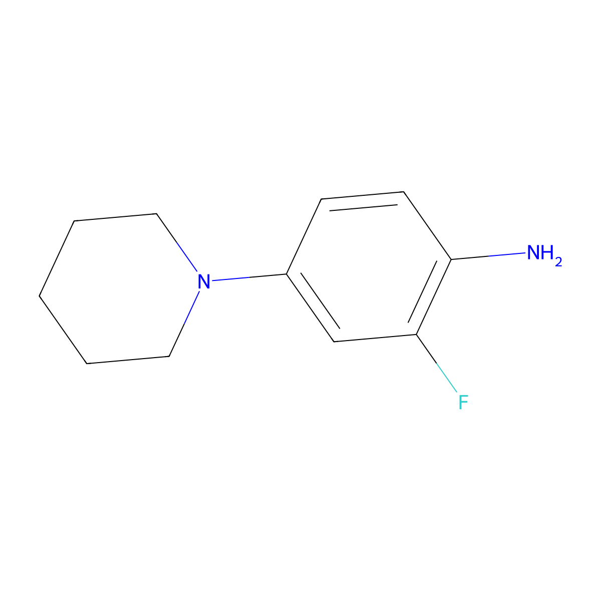 2-Fluoro-4-(piperidin-1-yl)aniline molecular structure, CAS 1192720-12-9