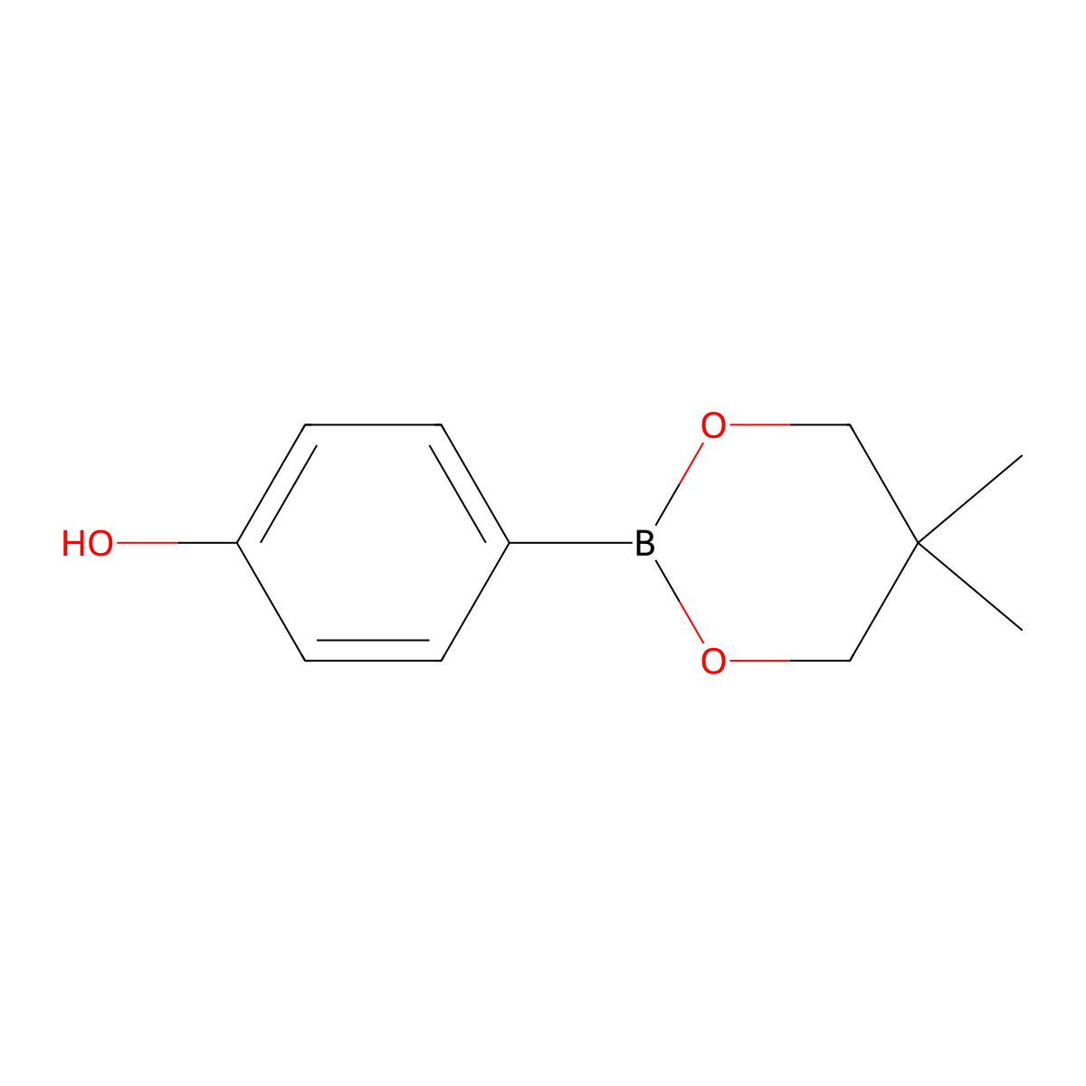 4-(5,5-Dimethyl-1,3,2-dioxaborinan-2-yl)phenol molecular structure, CAS 1192765-29-9