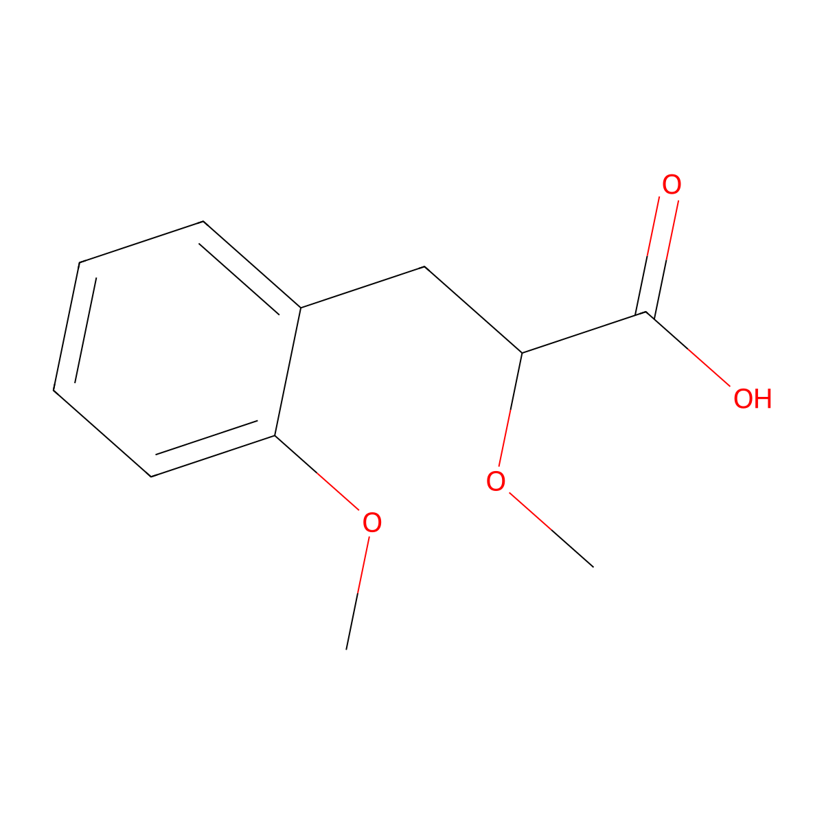 2-Methoxy-3-(2-methoxyphenyl)propanoic acid molecular structure, CAS 1192772-98-7
