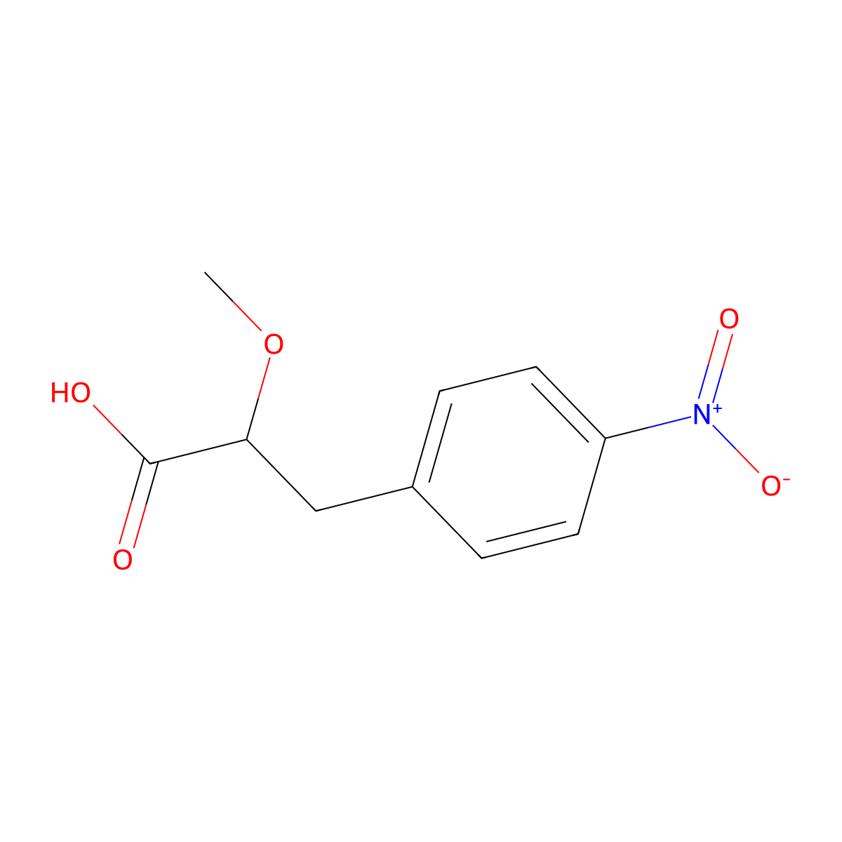 2-Methoxy-3-(4-nitrophenyl)propanoic acid molecular structure, CAS 1192773-04-8