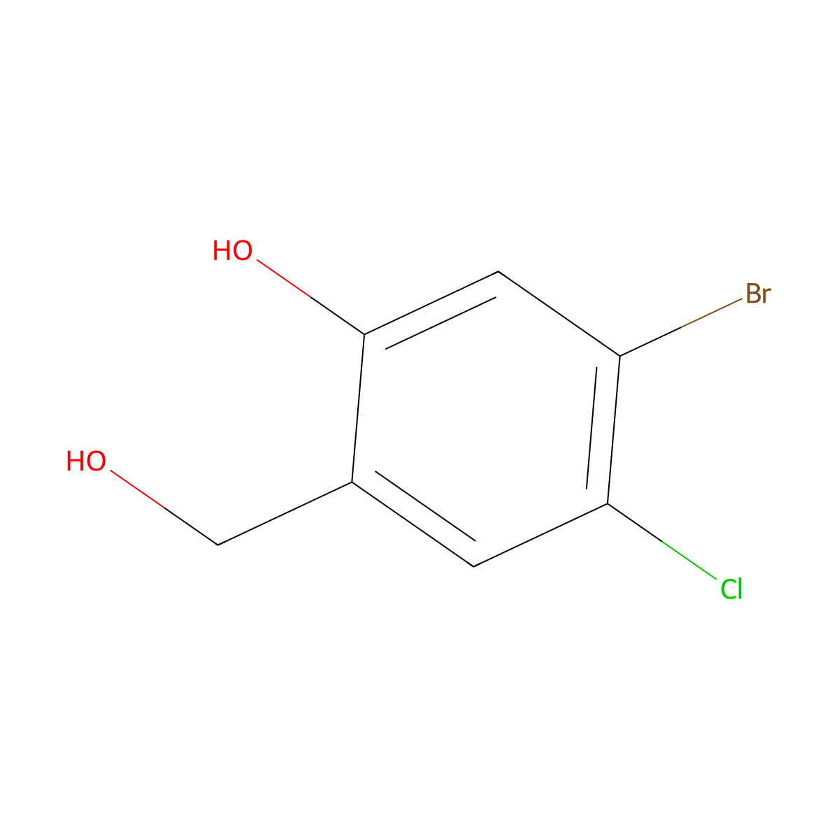 5-Bromo-4-chloro-2-(hydroxymethyl)phenol molecular structure, CAS 1192798-37-0