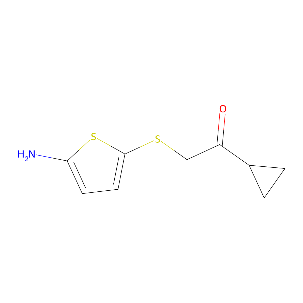 2-[(5-Aminothiophen-2-yl)sulfanyl]-1-cyclopropylethanone molecular structure, CAS 1192798-38-1