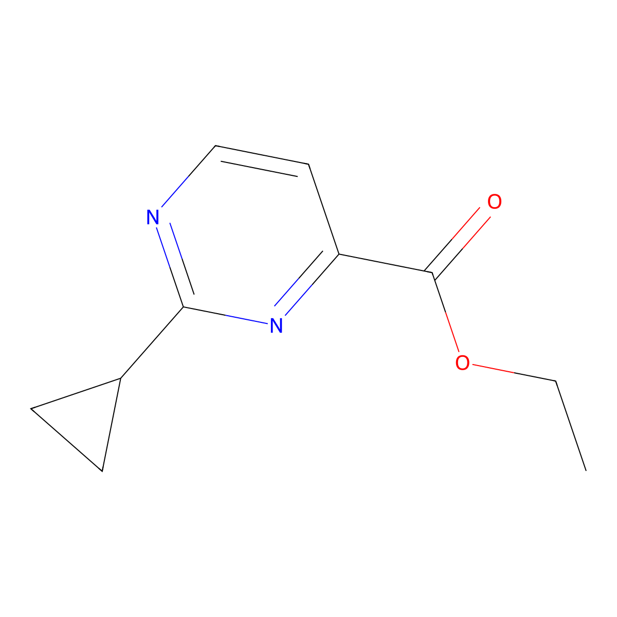 2-Cyclopropyl-pyrimidine-4-carboxylic acid ethyl ester molecular structure, CAS 1192801-25-4