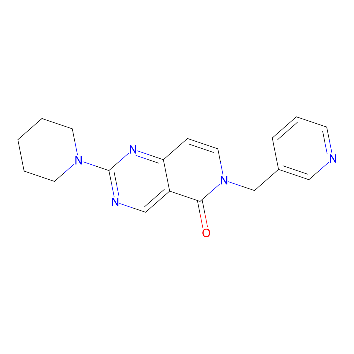 2-(piperidin-1-yl)-6-(pyridin-3-ylmethyl)pyrido[4,3-d]pyrimidin-5(6H)-one molecular structure, CAS 1192804-75-3