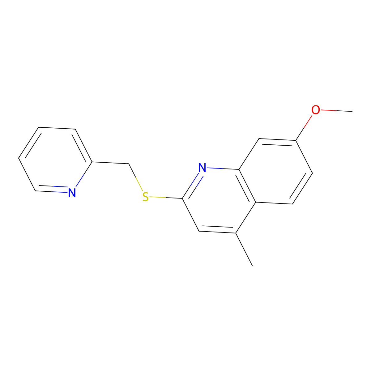 7-Methoxy-4-methyl-2-[(pyridin-2-ylmethyl)sulfanyl]quinoline molecular structure, CAS 1192805-05-2