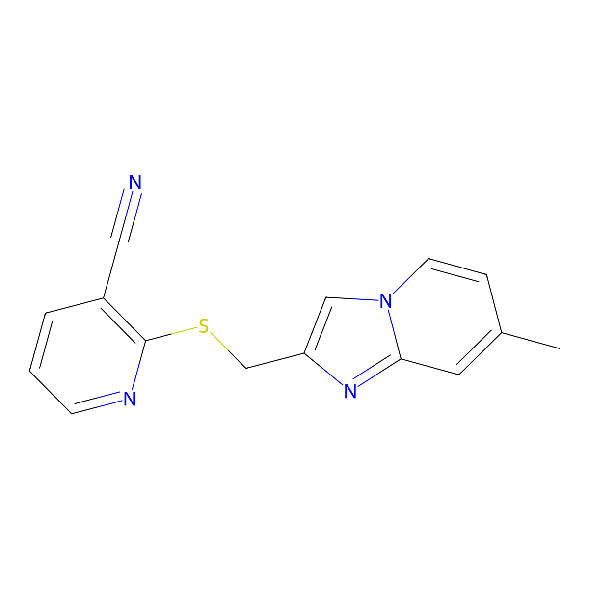 2-[({7-Methylimidazo[1,2-A]pyridin-2-YL}methyl)sulfanyl]pyridine-3-carbonitrile molecular structure, CAS 1192805-11-0