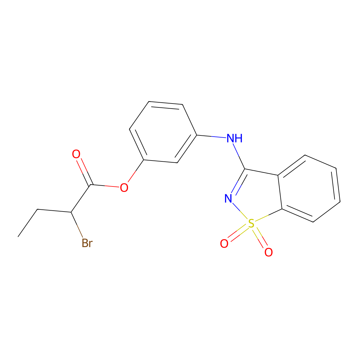 3-[(1,1-Dioxido-1,2-benzisothiazol-3-YL)amino]phenyl 2-bromobutanoate molecular structure, CAS 1192805-64-3