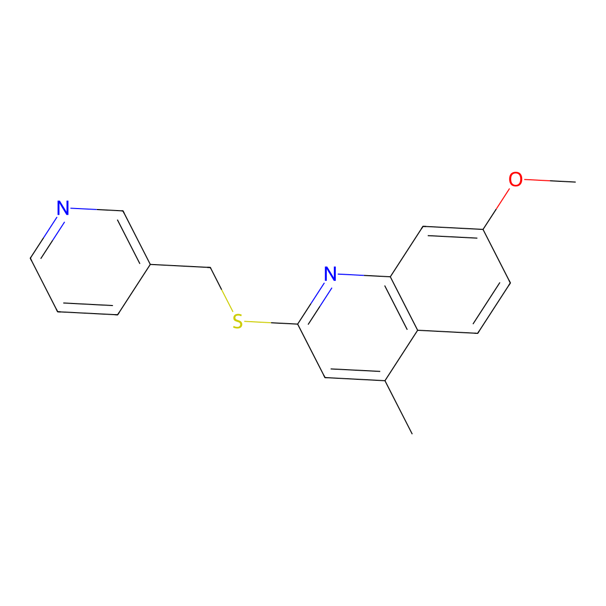 7-Methoxy-4-methyl-2-[(pyridin-3-ylmethyl)sulfanyl]quinoline molecular structure, CAS 1192805-75-6