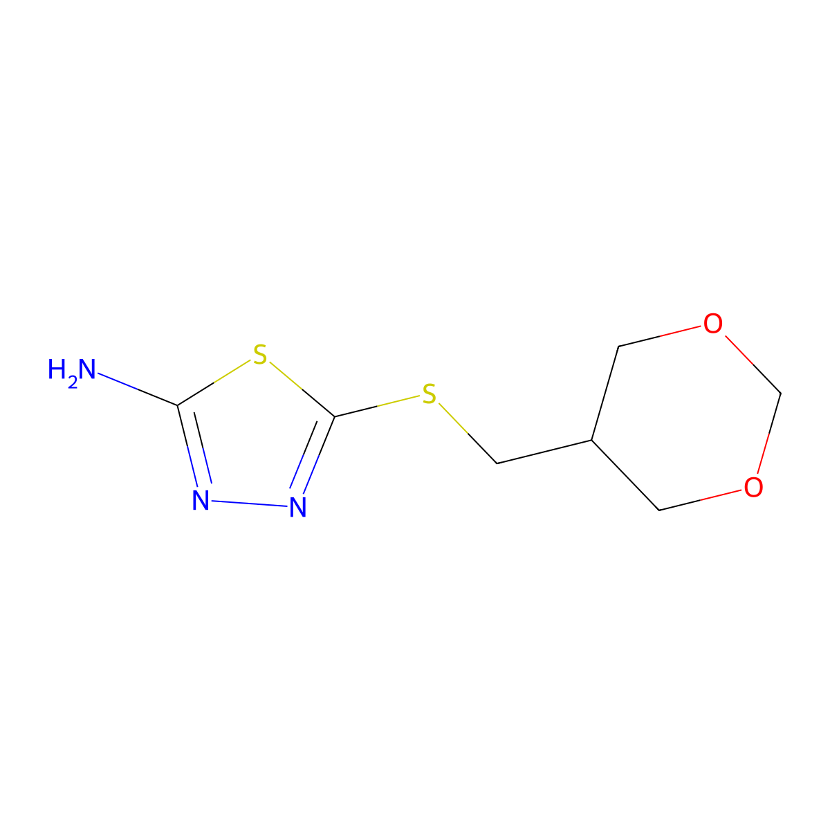 5-[(1,3-Dioxan-5-ylmethyl)thio]-1,3,4-thiadiazol-2-amine molecular structure, CAS 1192805-85-8