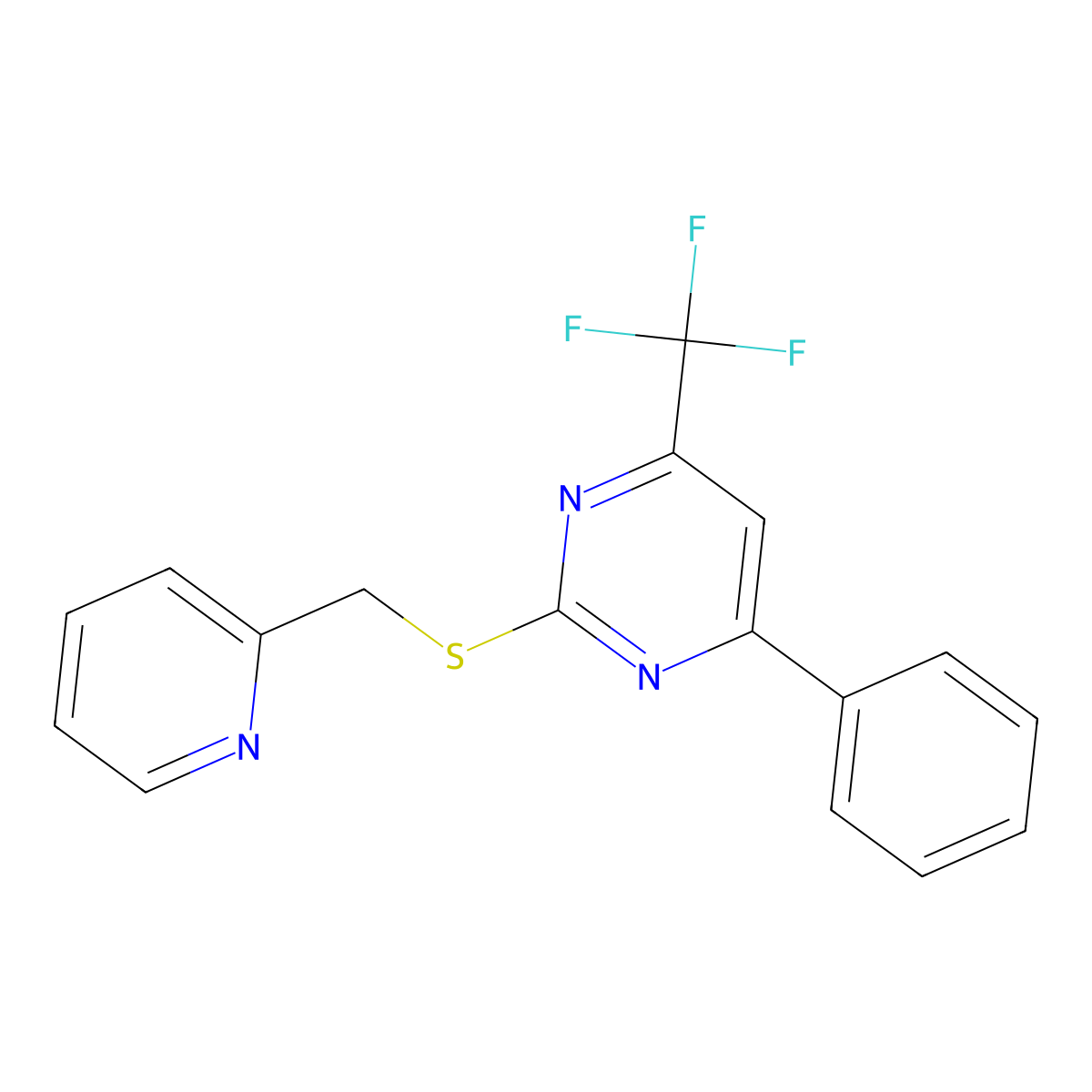 4-Phenyl-2-{[(pyridin-2-yl)methyl]sulfanyl}-6-(trifluoromethyl)pyrimidine molecular structure, CAS 1192806-05-5