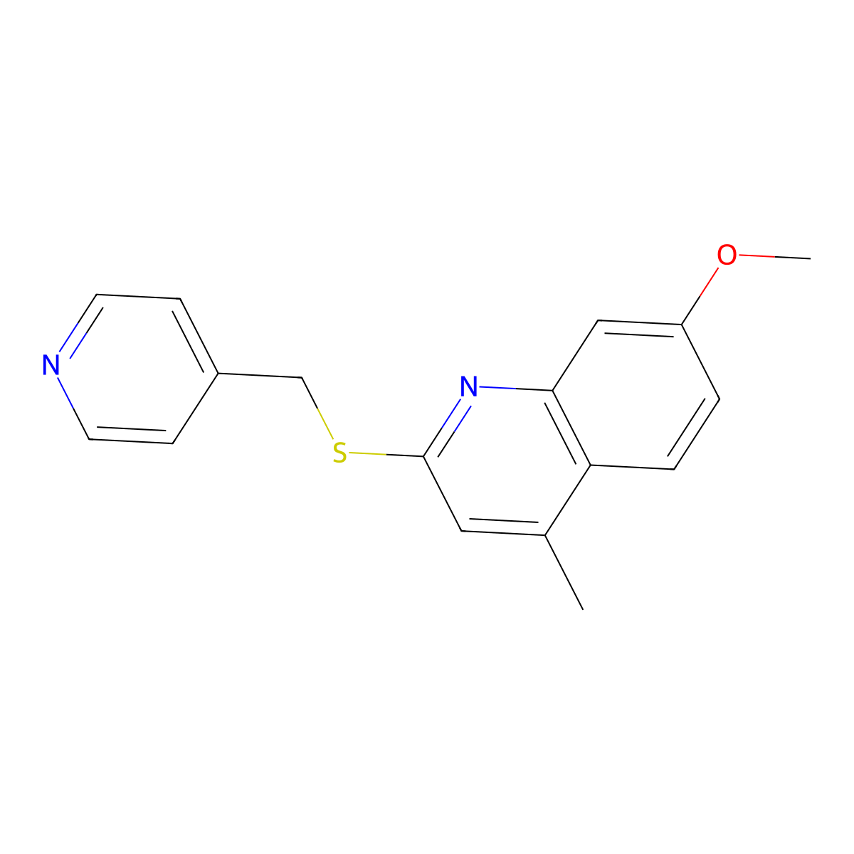 7-Methoxy-4-methyl-2-{[(pyridin-4-yl)methyl]sulfanyl}quinoline molecular structure, CAS 1192806-70-4