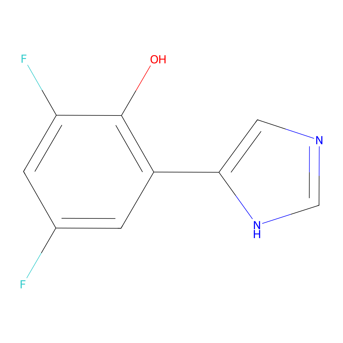 2,4-difluoro-6-(1H-imidazol-4-yl)phenol molecular structure, CAS 1192813-27-6